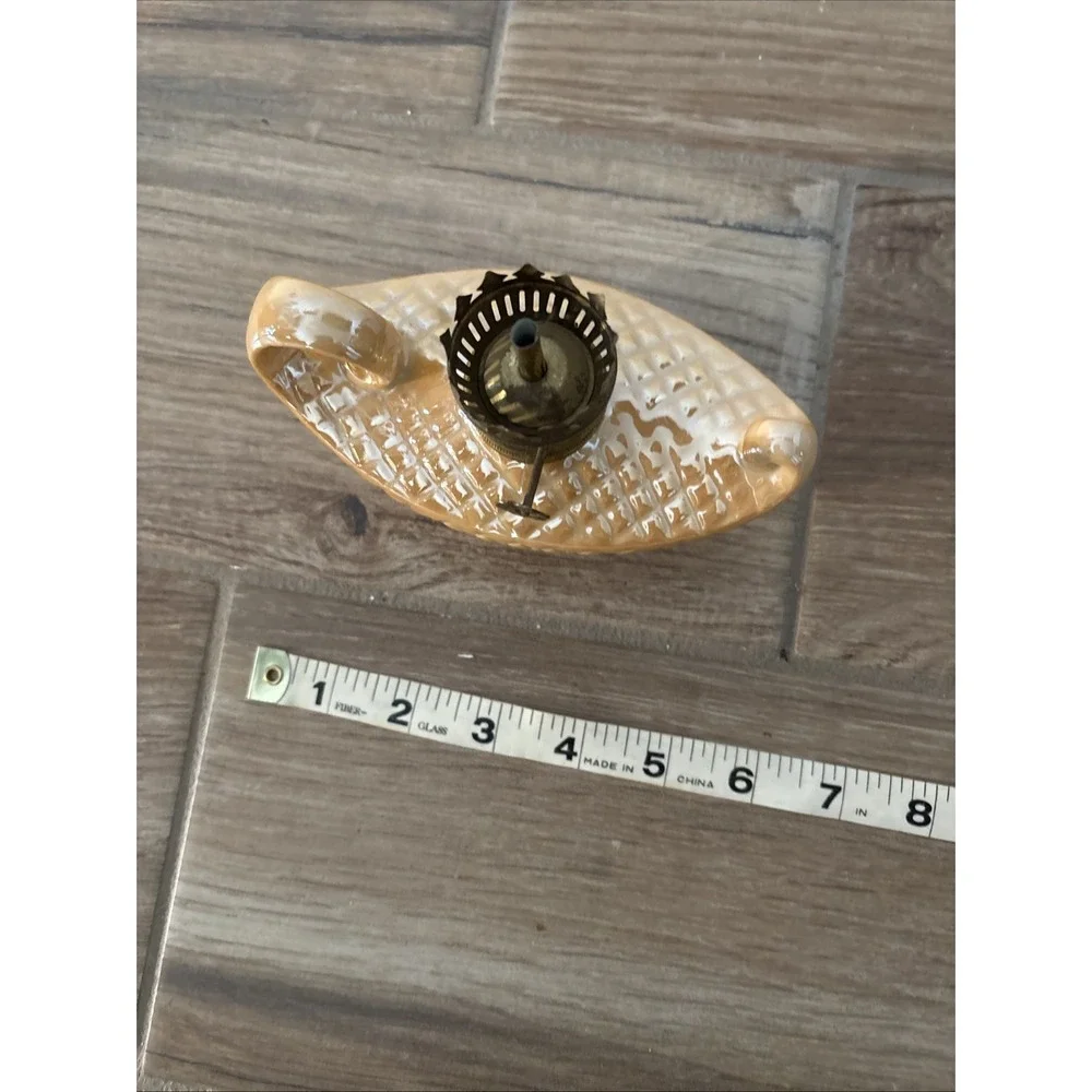 Vintage Small Oil Lamp Peach‎ Luster Genie